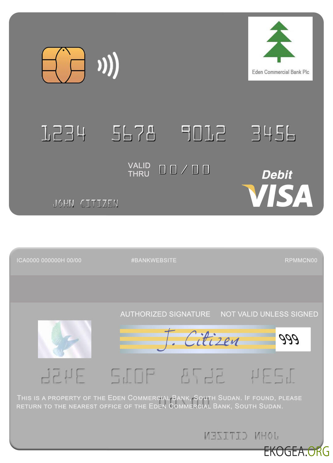 Carte de débit visa Eden Commercial Bank du Soudan du Sud